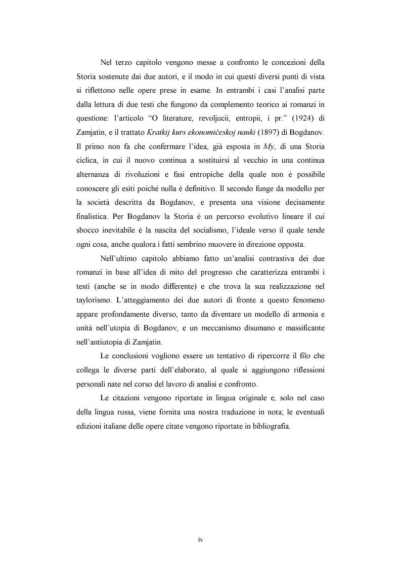 Anteprima della tesi: Utopia e antiutopia socialista (''My''di E.I. Zamjatin e ''Krasnaja zvezda''di A.A. Bogdanov), Pagina 2