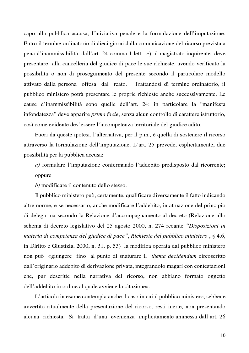 Anteprima della tesi: L'azione privata nel procedimento penale davanti al giudice di pace, Pagina 10