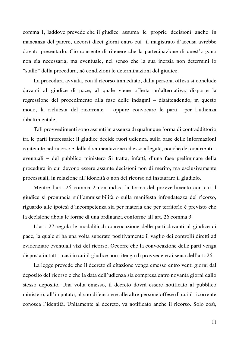 Anteprima della tesi: L'azione privata nel procedimento penale davanti al giudice di pace, Pagina 11