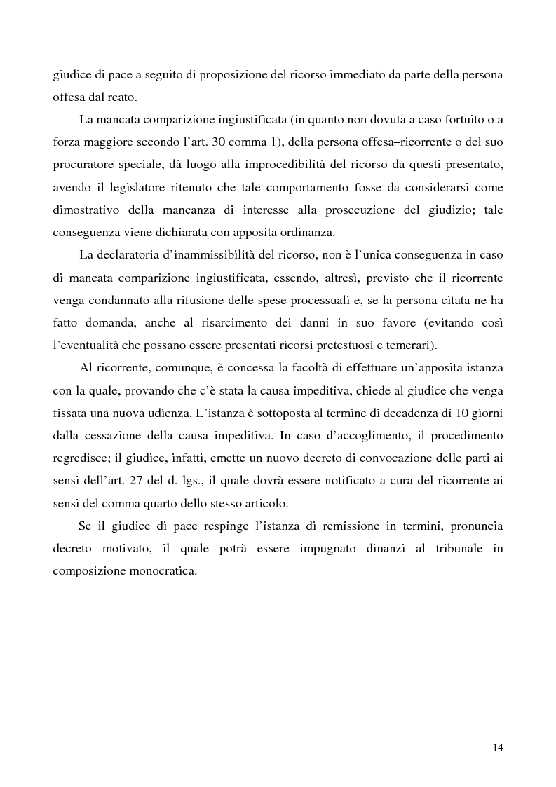 Anteprima della tesi: L'azione privata nel procedimento penale davanti al giudice di pace, Pagina 14