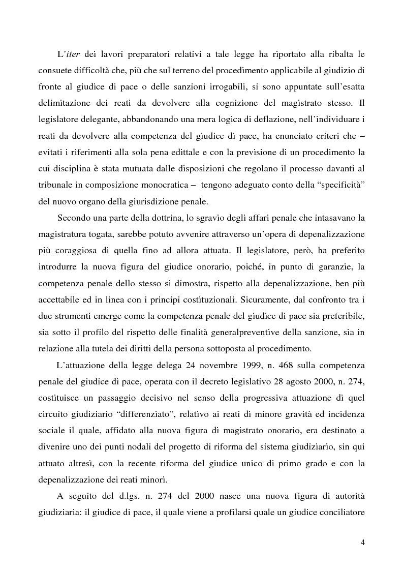 Anteprima della tesi: L'azione privata nel procedimento penale davanti al giudice di pace, Pagina 4