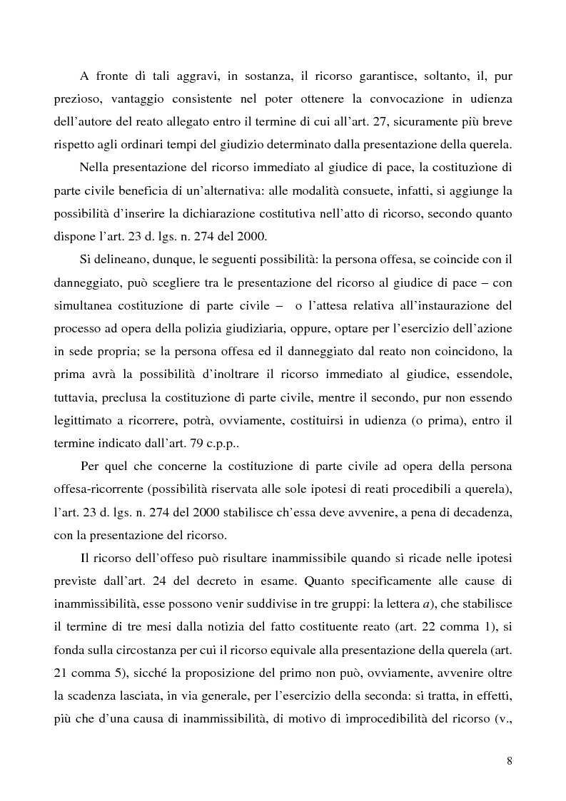 Anteprima della tesi: L'azione privata nel procedimento penale davanti al giudice di pace, Pagina 8