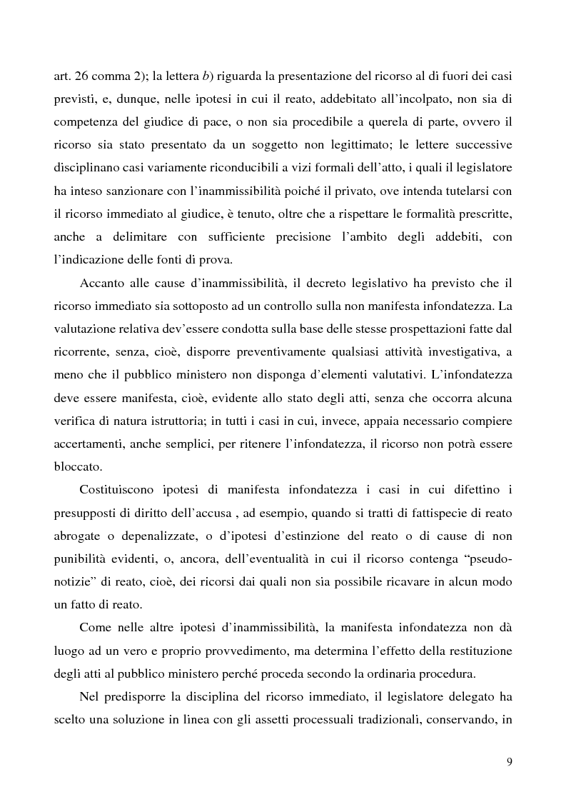 Anteprima della tesi: L'azione privata nel procedimento penale davanti al giudice di pace, Pagina 9