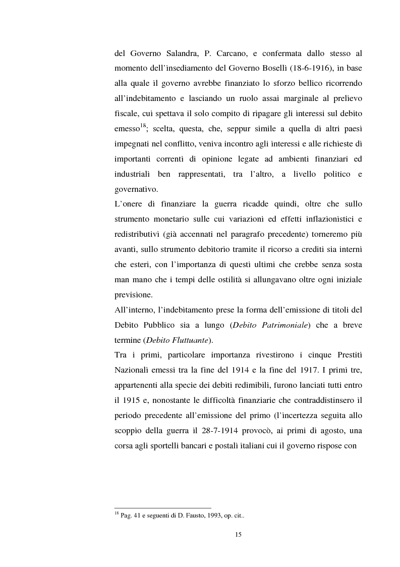 Anteprima della tesi: L'evoluzione del debito pubblico italiano dalla fine della prima guerra mondiale al consolidamento del 1926 ed i suoi effetti macroeconomici e redistributivi, Pagina 15