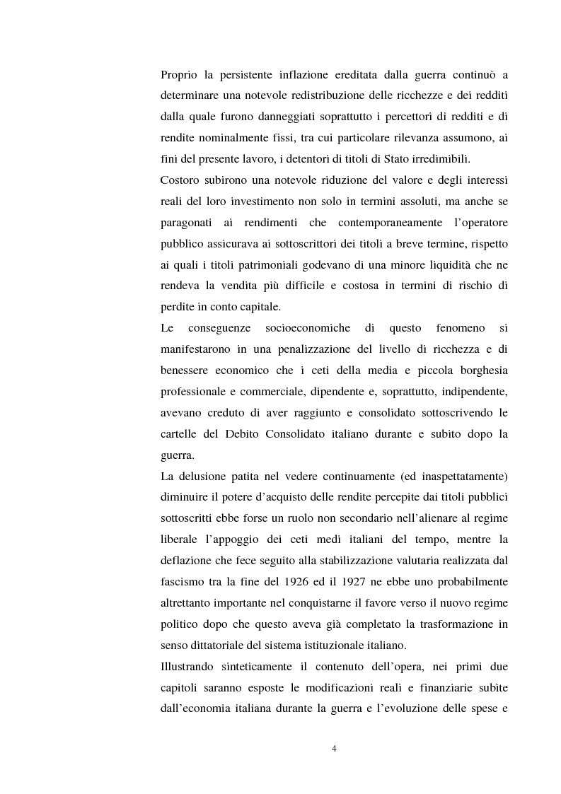 Anteprima della tesi: L'evoluzione del debito pubblico italiano dalla fine della prima guerra mondiale al consolidamento del 1926 ed i suoi effetti macroeconomici e redistributivi, Pagina 4