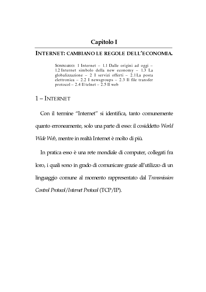 Anteprima della tesi: La new economy: metodi e tecniche per lo sviluppo del commercio elettronico, Pagina 5