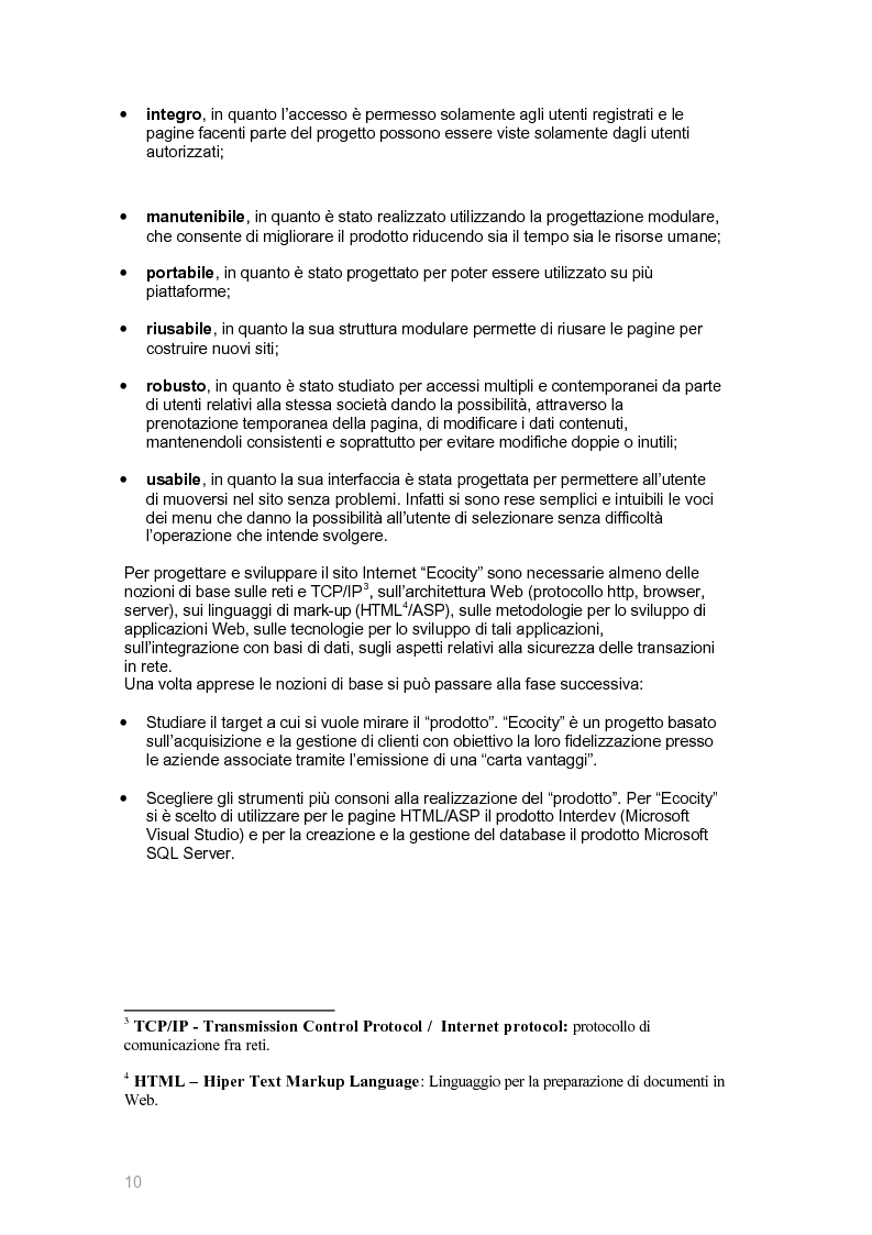 Anteprima della tesi: Ecocity: un sito per la ''fidelizzazione'' di clienti, Pagina 2