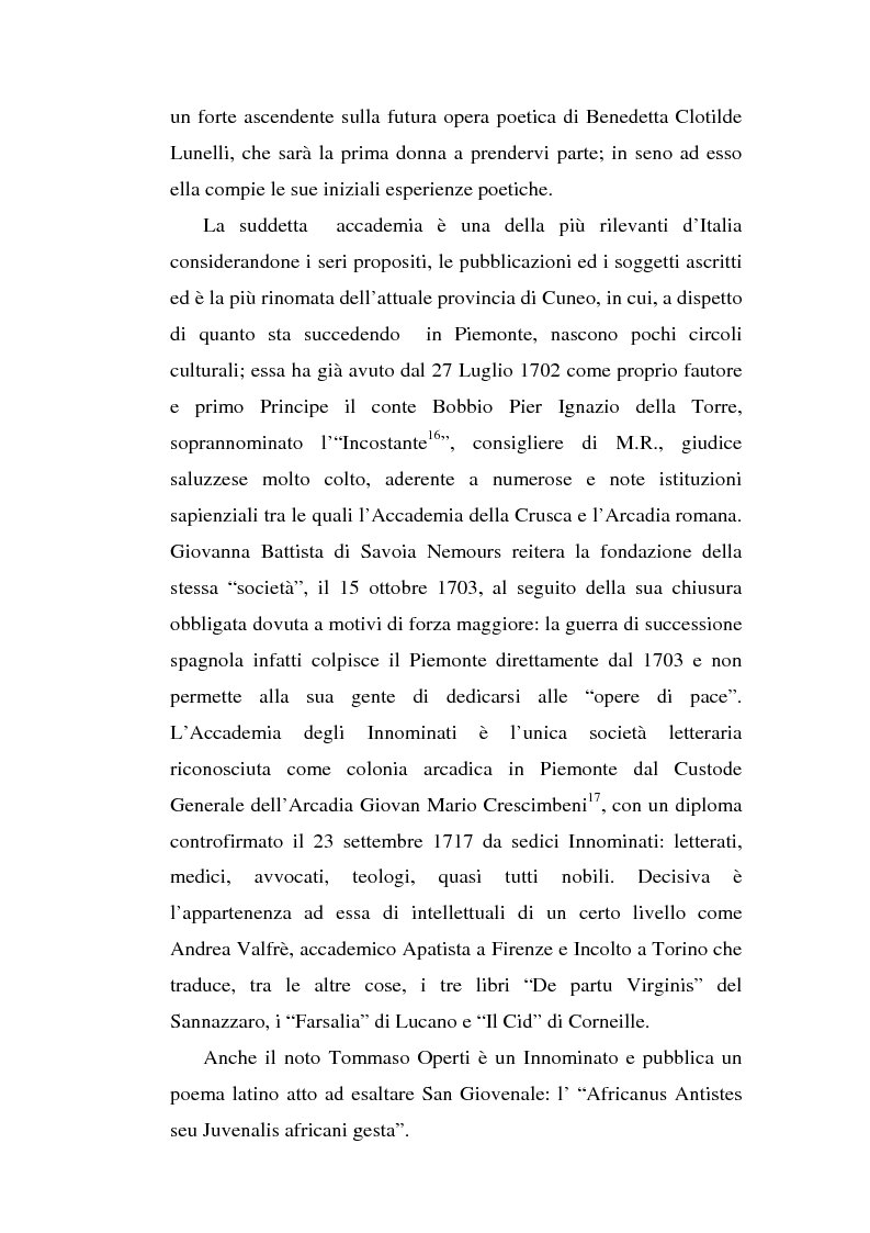 Anteprima della tesi: Una dama in Parnaso: l'arcade piemontese Benedetta Clotilde Lunelli Spinola (1700-1774), Pagina 13