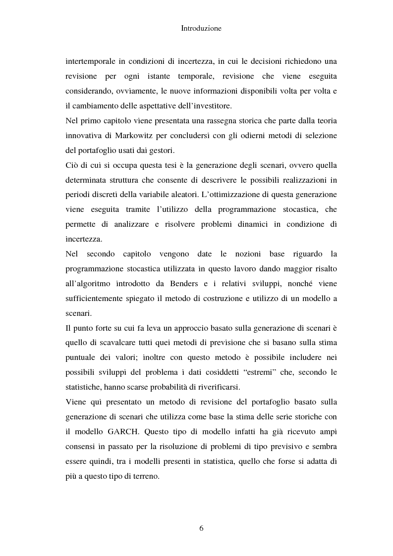 Anteprima della tesi: Gestione del portafoglio: generazione di scenari e applicazioni al mercato azionario italiano, Pagina 2