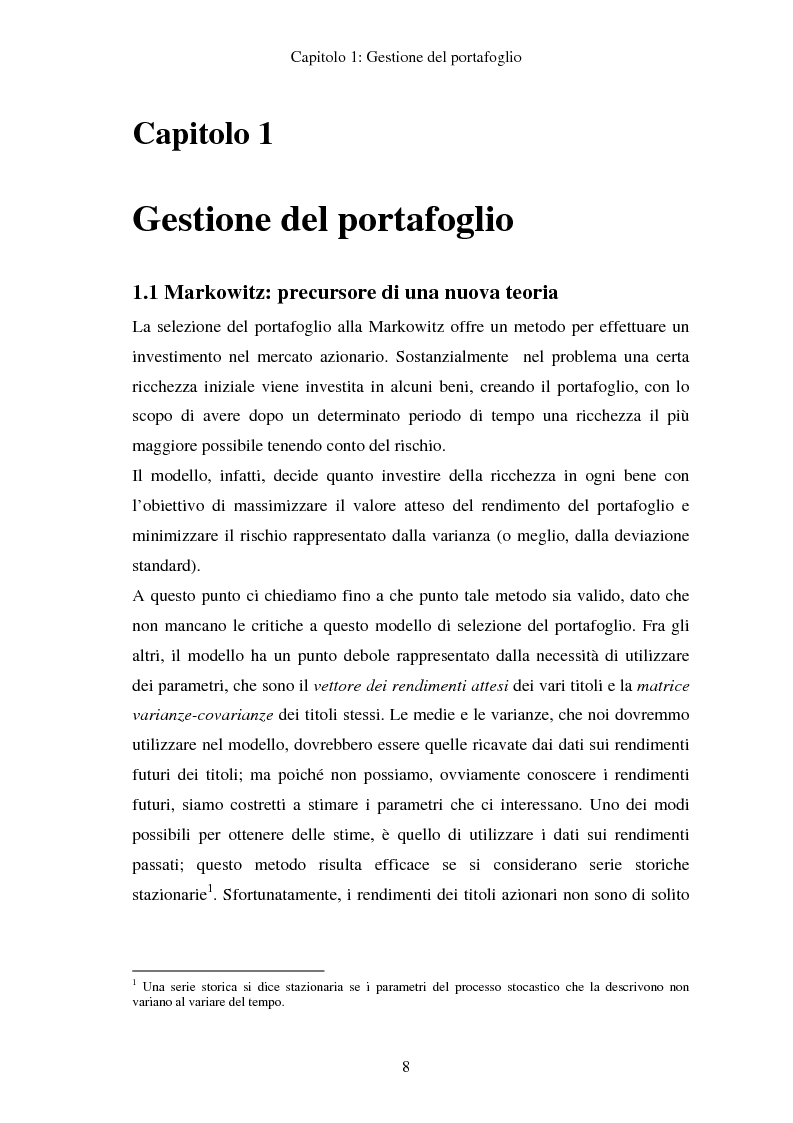 Anteprima della tesi: Gestione del portafoglio: generazione di scenari e applicazioni al mercato azionario italiano, Pagina 4