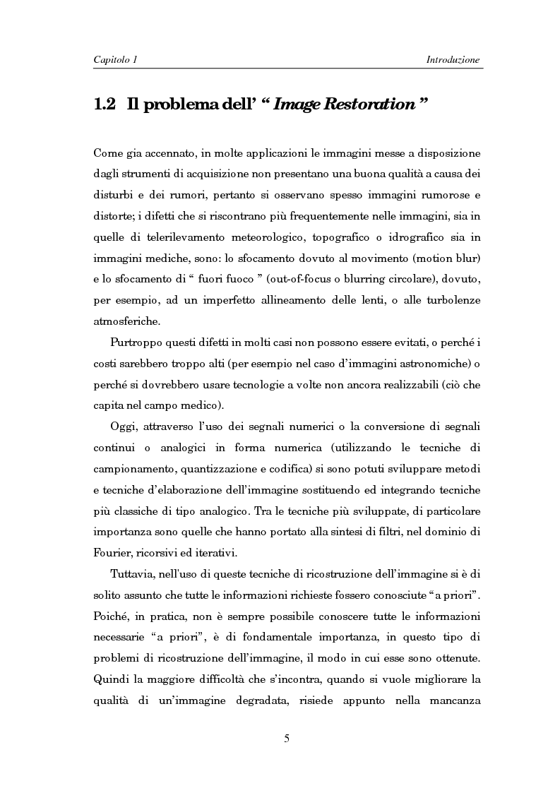 Anteprima della tesi: Il problema della rifocalizzazione di immagini digitali in presenza di rumore, Pagina 5