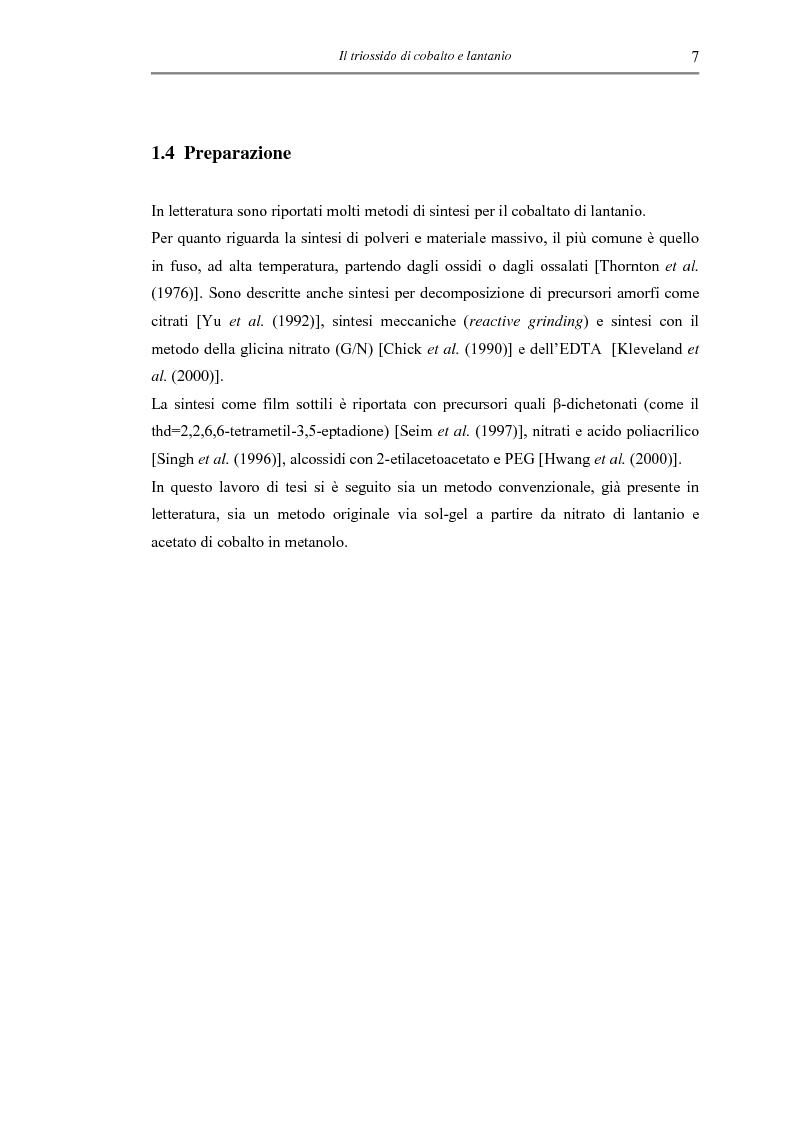 Anteprima della tesi: Sintesi di triossido di cobalto e lantanio mediante processi sol-gel, Pagina 10