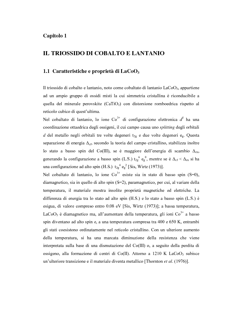 Anteprima della tesi: Sintesi di triossido di cobalto e lantanio mediante processi sol-gel, Pagina 4
