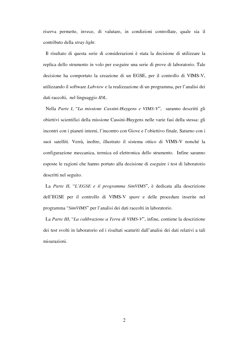 Anteprima della tesi: Calibrazione a terra dello strumento VIMS-V, Pagina 2