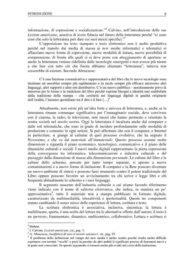 Anteprima della tesi: Nuovi spazi dello scrivere. Analisi delle risorse Internet italiane dedicate alla letteratura, Pagina 2