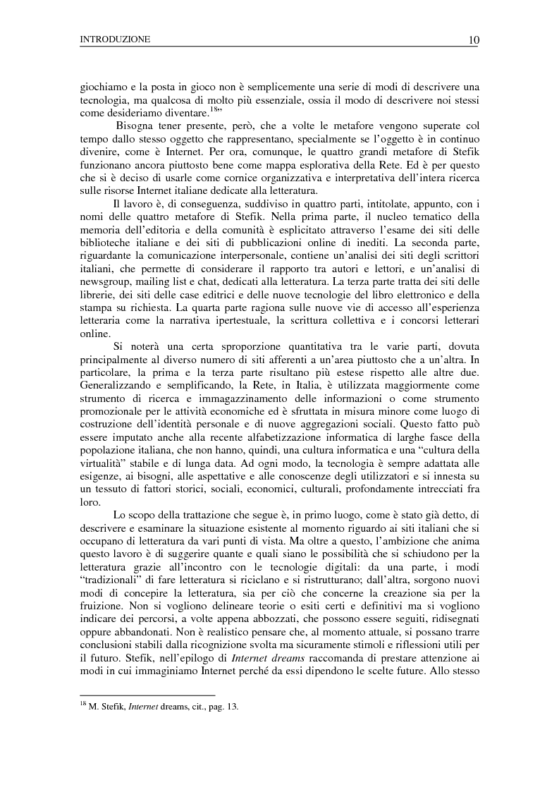 Anteprima della tesi: Nuovi spazi dello scrivere. Analisi delle risorse Internet italiane dedicate alla letteratura, Pagina 6