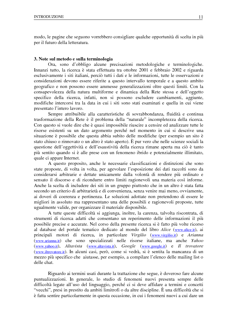 Anteprima della tesi: Nuovi spazi dello scrivere. Analisi delle risorse Internet italiane dedicate alla letteratura, Pagina 7