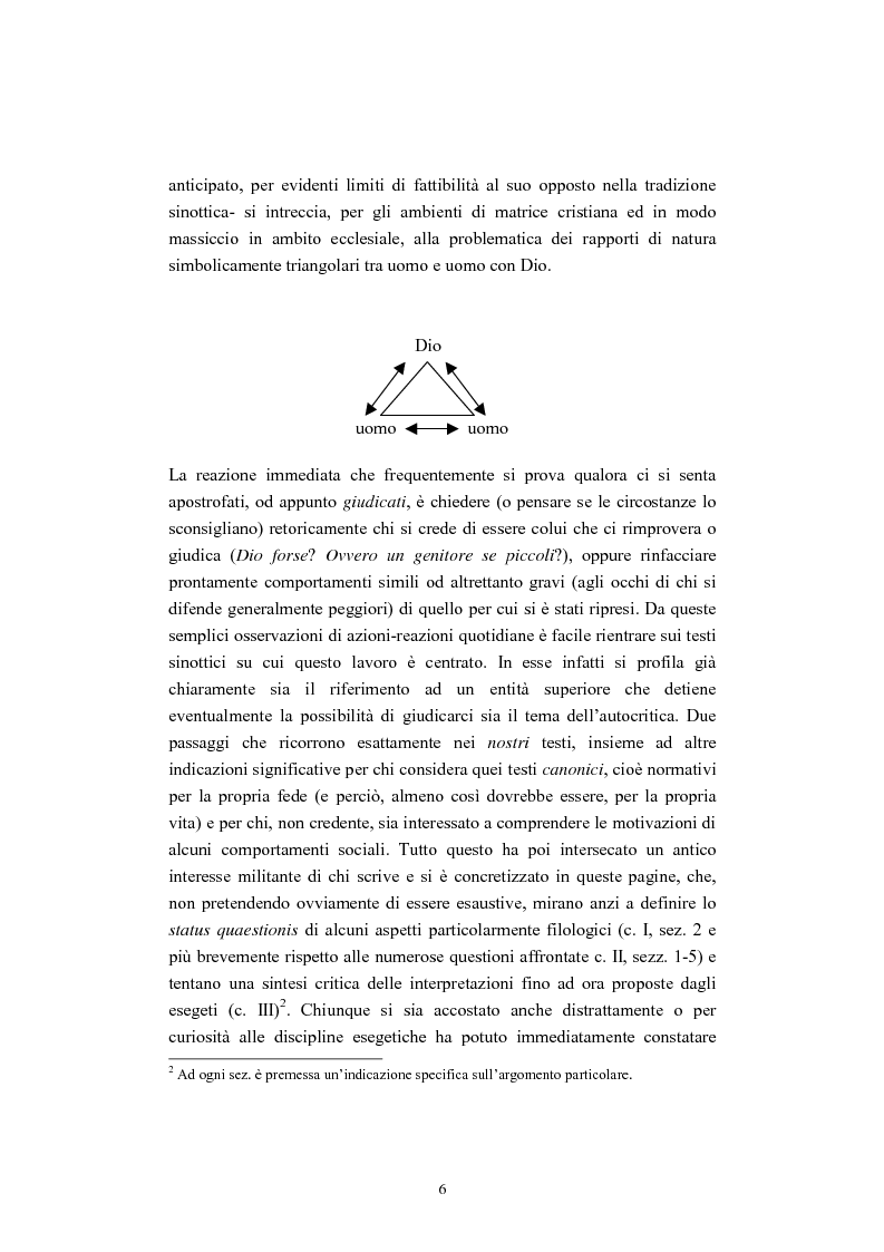 Anteprima della tesi: Il tema del ''non giudicare'' nei Vangeli Sinottici, Pagina 2
