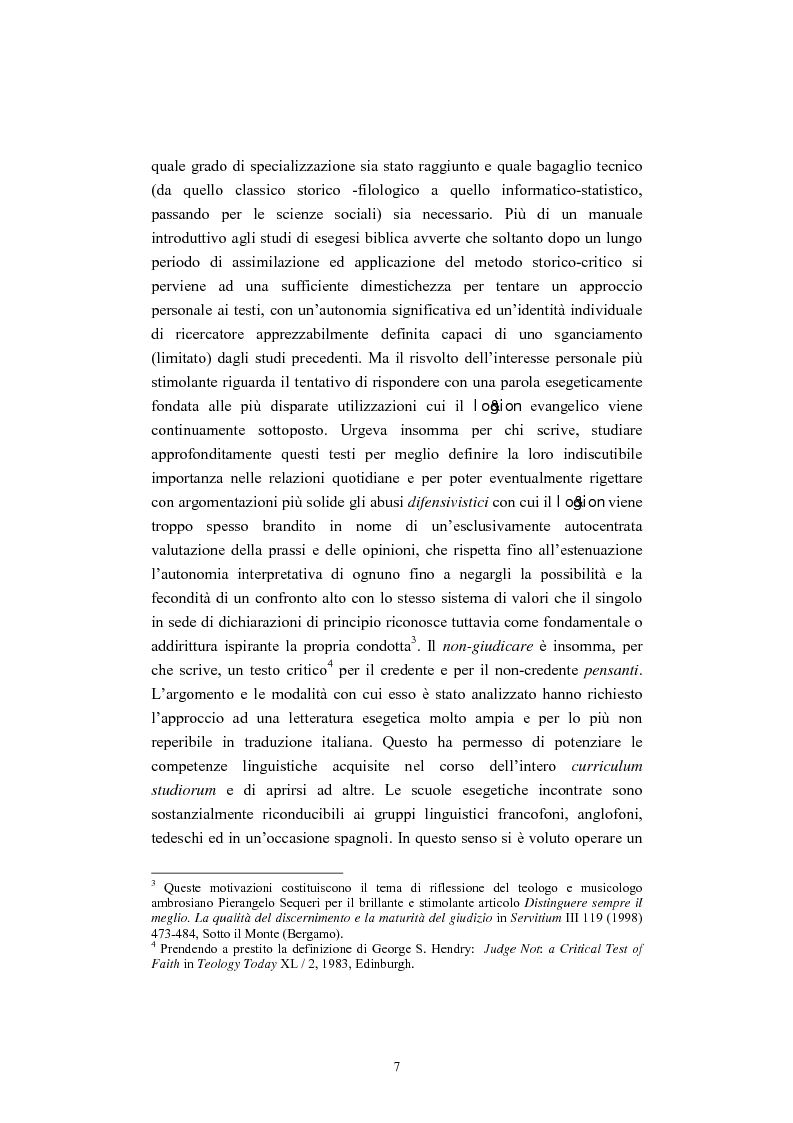 Anteprima della tesi: Il tema del ''non giudicare'' nei Vangeli Sinottici, Pagina 3