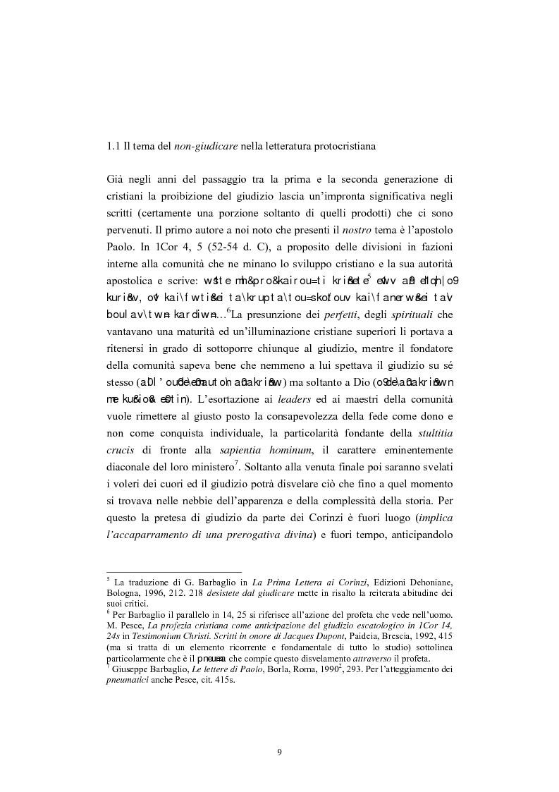 Anteprima della tesi: Il tema del ''non giudicare'' nei Vangeli Sinottici, Pagina 5