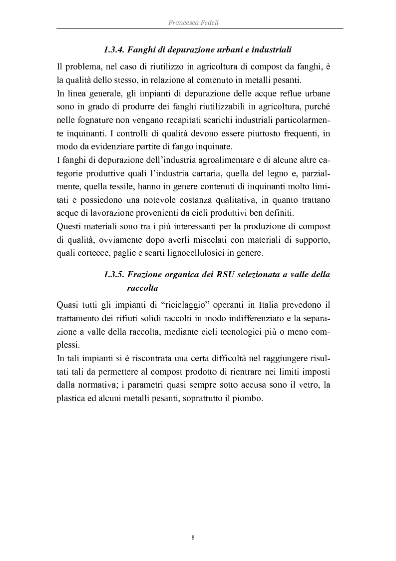 Anteprima della tesi: Problemi di avviamento ad operatività di un impianto di compostaggio, Pagina 8