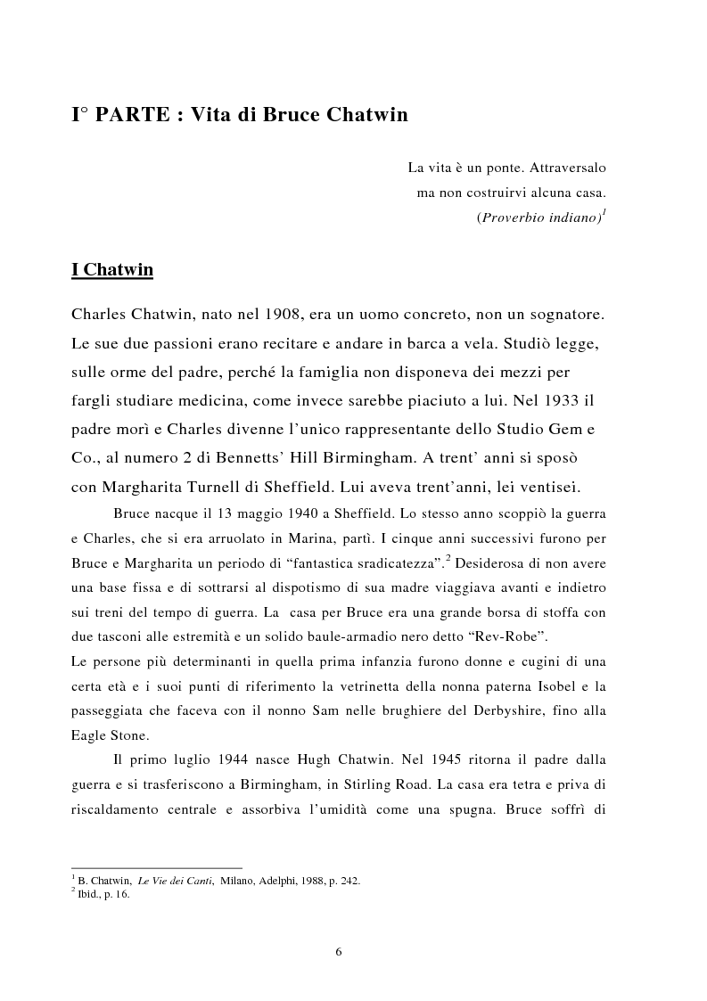 Anteprima della tesi: Nomadismo e sedentarietà nella narrativa di Bruce Chatwin, Pagina 2