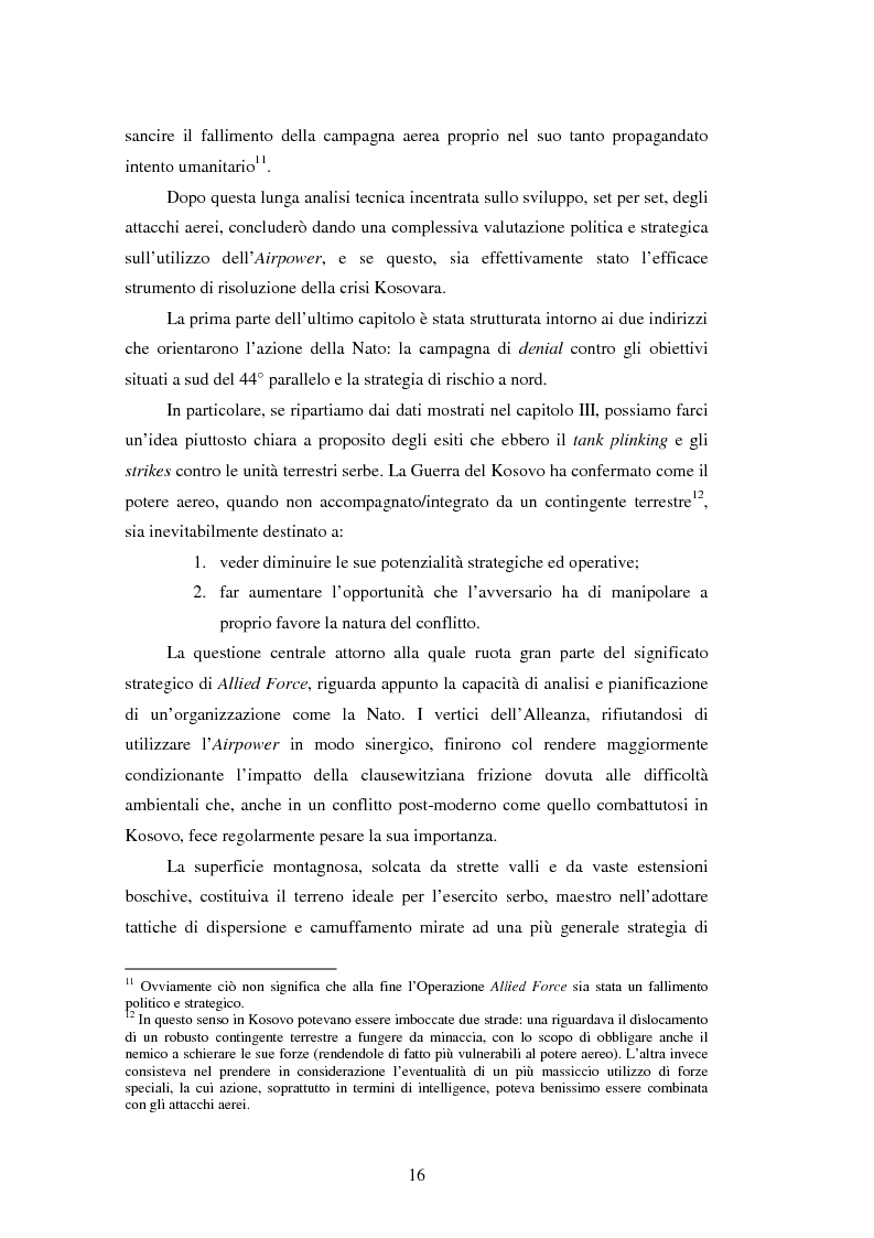 Anteprima della tesi: Il potere aereo nell'età della rivoluzione negli affari militari. Il caso della campagna aerea Nato per il Kosovo., Pagina 11