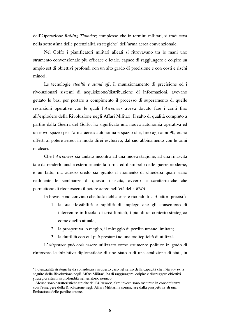 Anteprima della tesi: Il potere aereo nell'età della rivoluzione negli affari militari. Il caso della campagna aerea Nato per il Kosovo., Pagina 3