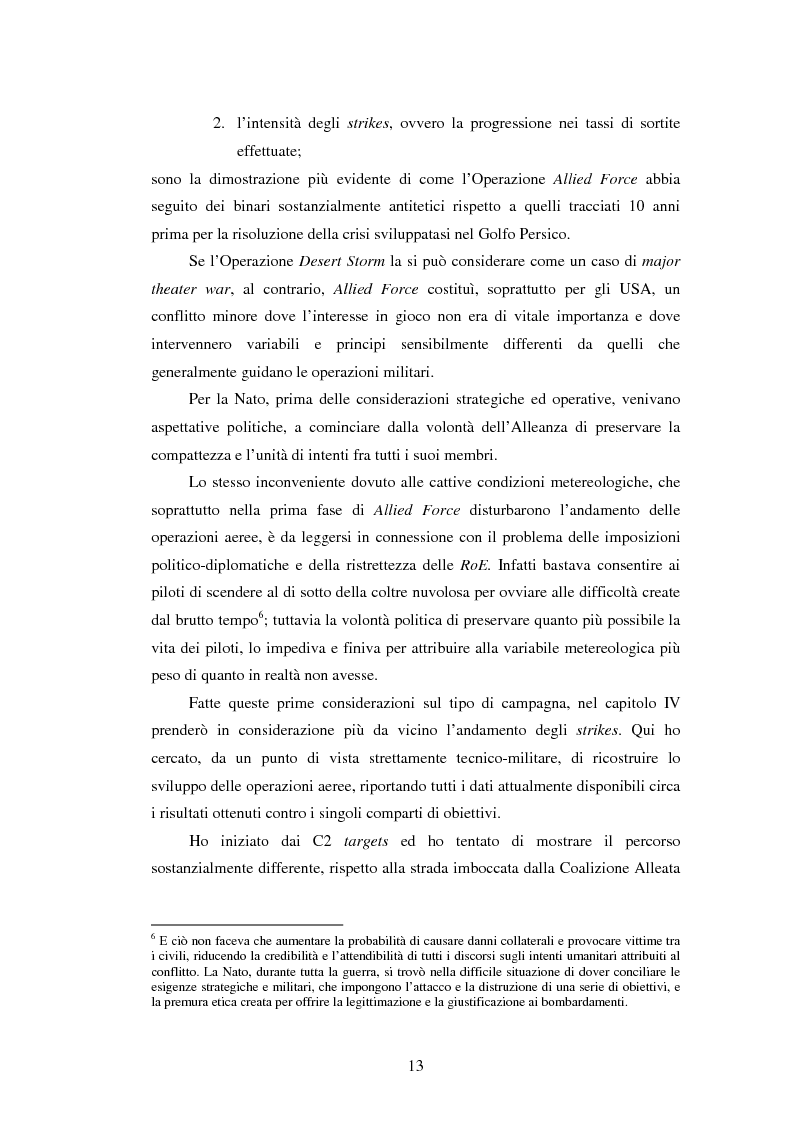 Anteprima della tesi: Il potere aereo nell'età della rivoluzione negli affari militari. Il caso della campagna aerea Nato per il Kosovo., Pagina 8
