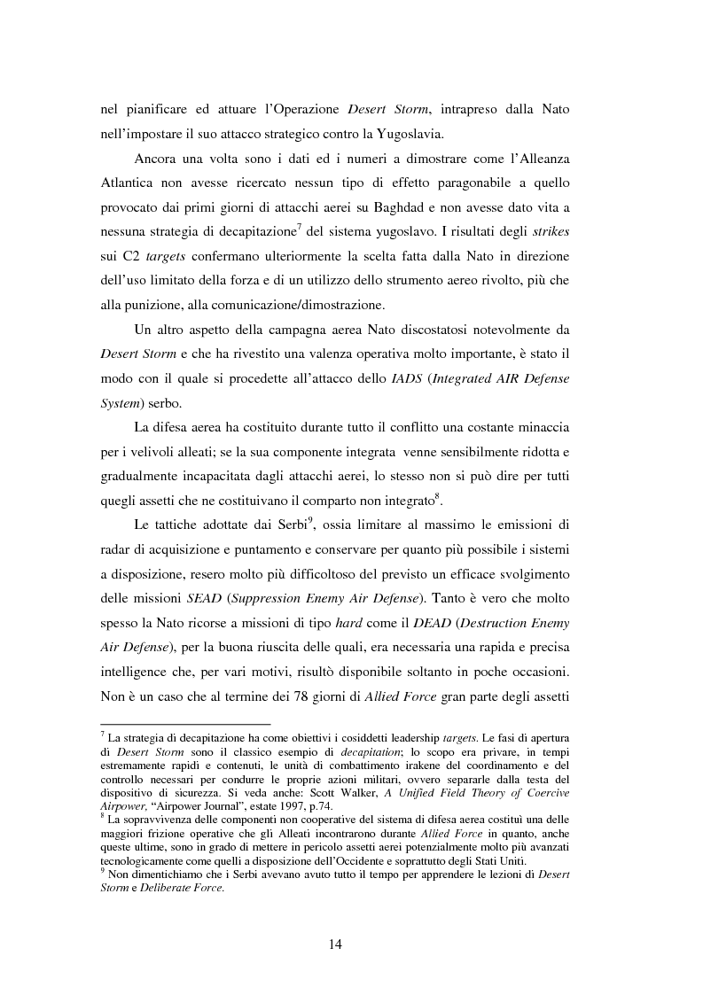 Anteprima della tesi: Il potere aereo nell'età della rivoluzione negli affari militari. Il caso della campagna aerea Nato per il Kosovo., Pagina 9