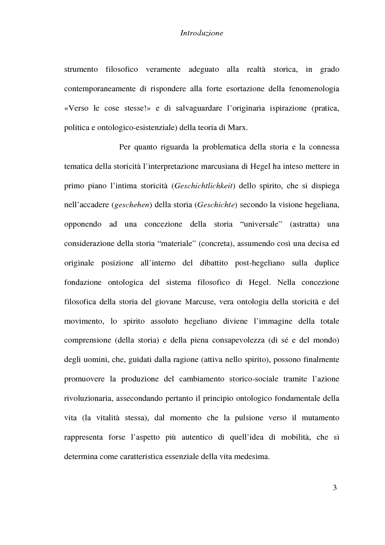Anteprima della tesi: Ontologia, storicità e vita nell'interpretazione marcusiana di Hegel, Pagina 3