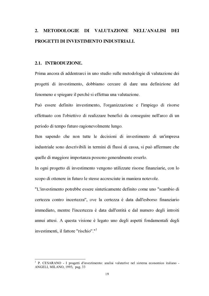 Anteprima della tesi: Valutazione dei progetti di investimento industriali, Pagina 4