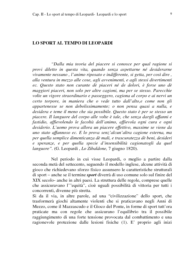 Anteprima della tesi: Leopardi e lo sport, Pagina 6