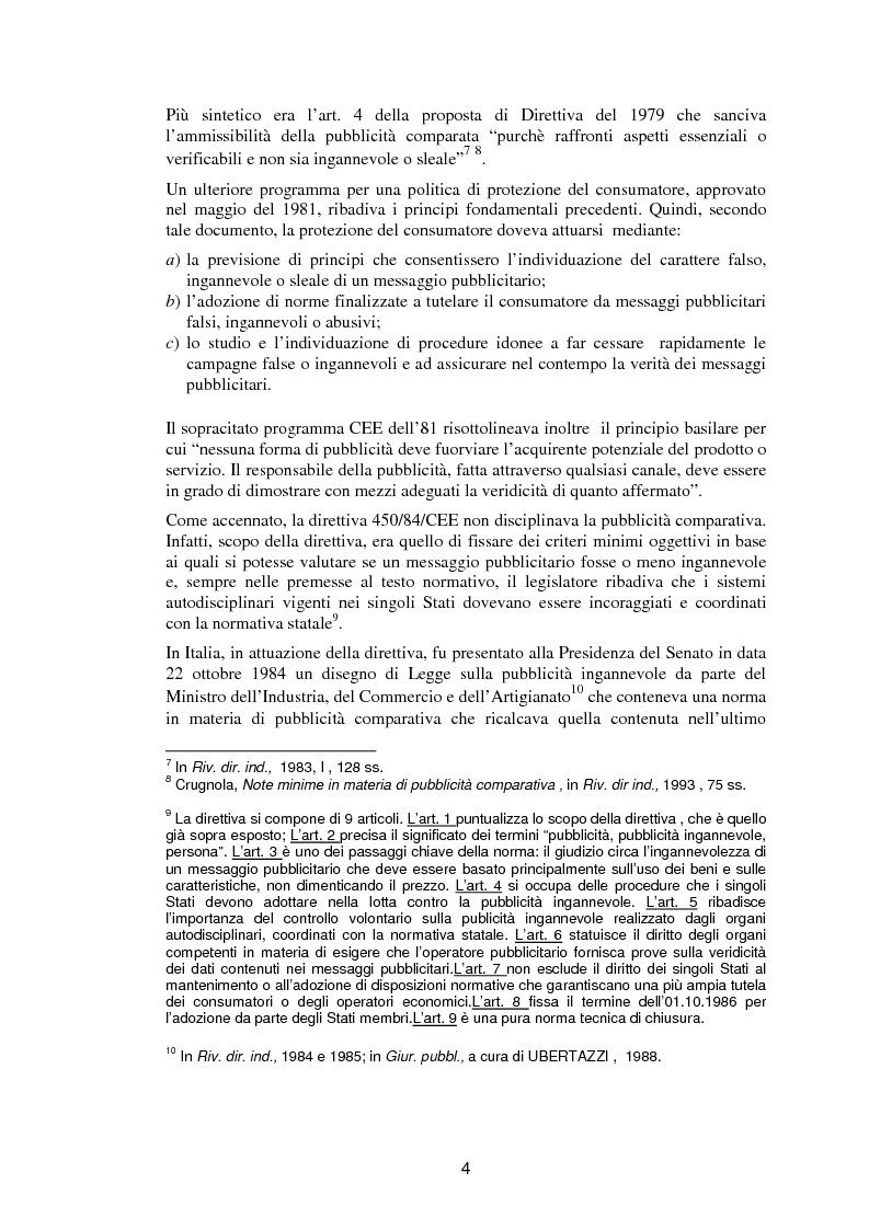 Anteprima della tesi: La pubblicità comparativa fra orientamento dell'autorità garante e legislazione comunitaria, Pagina 3