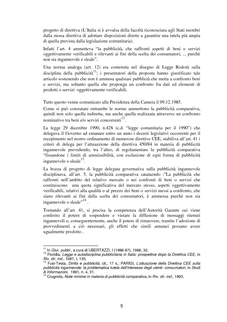 Anteprima della tesi: La pubblicità comparativa fra orientamento dell'autorità garante e legislazione comunitaria, Pagina 4