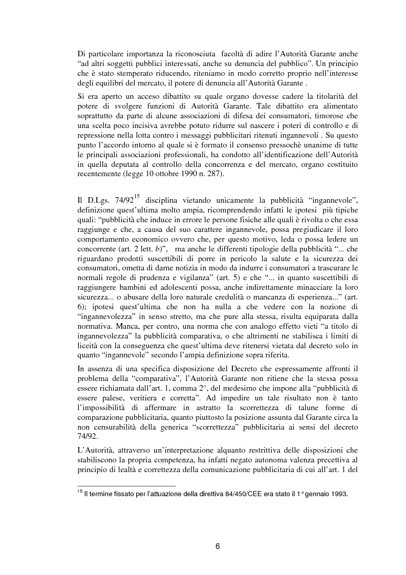 Anteprima della tesi: La pubblicità comparativa fra orientamento dell'autorità garante e legislazione comunitaria, Pagina 5