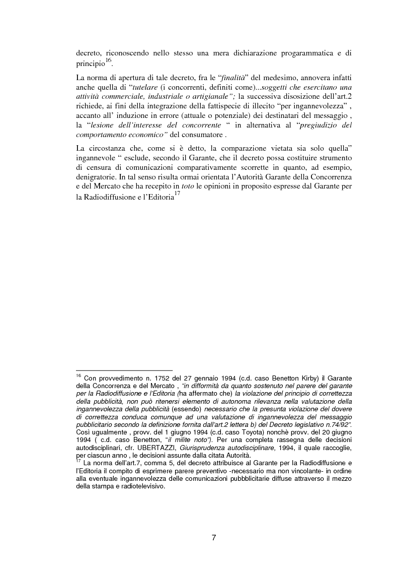 Anteprima della tesi: La pubblicità comparativa fra orientamento dell'autorità garante e legislazione comunitaria, Pagina 6