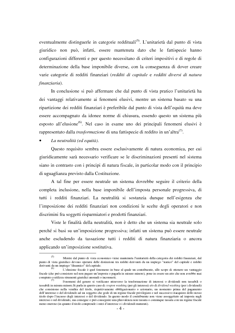Anteprima della tesi: Il regime di tassazione delle rendite finanziarie, Pagina 4