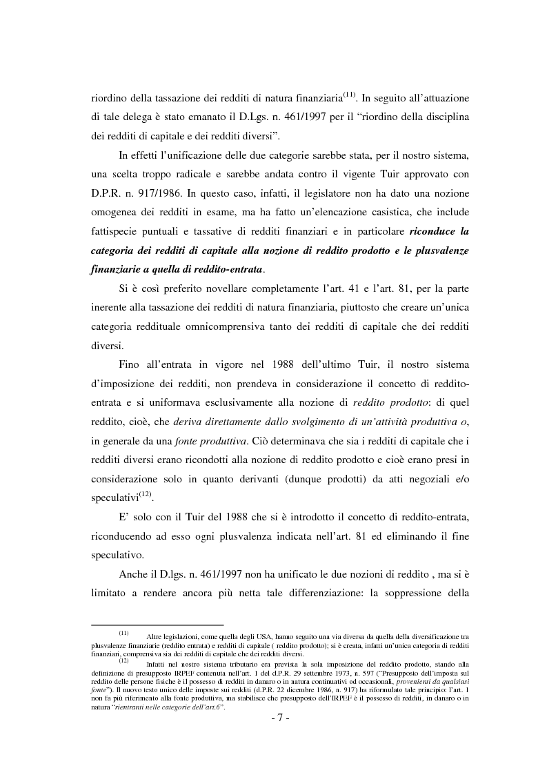 Anteprima della tesi: Il regime di tassazione delle rendite finanziarie, Pagina 7