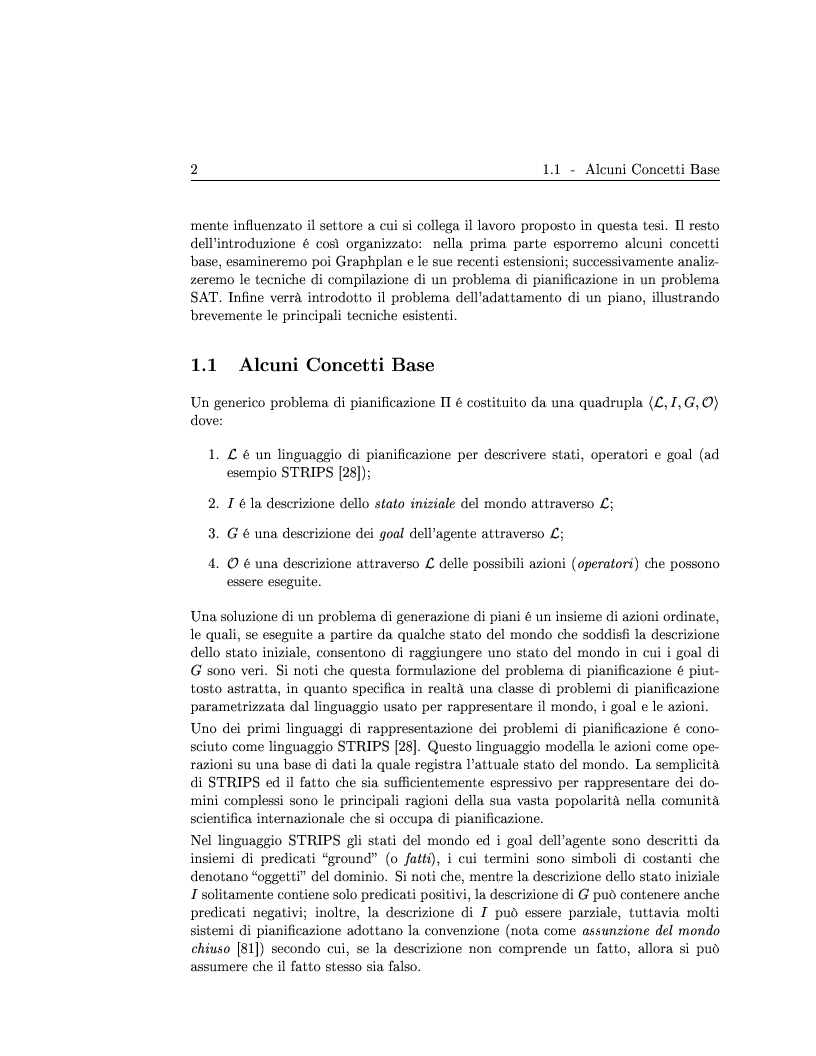 Anteprima della tesi: Generazione ed adattamento di piani attraverso grafi di pianificazione: sviluppo e sperimentazione di algoritmi basati su ricerca locale e backtracking, Pagina 2
