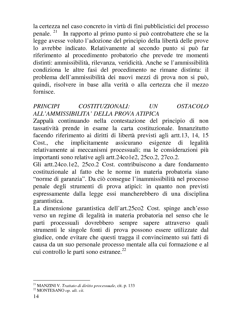 Anteprima della tesi: Ammissibilità ed efficacia probatoria dei nuovi mezzi di indagine processuale imposti dal progresso scientifico, Pagina 9
