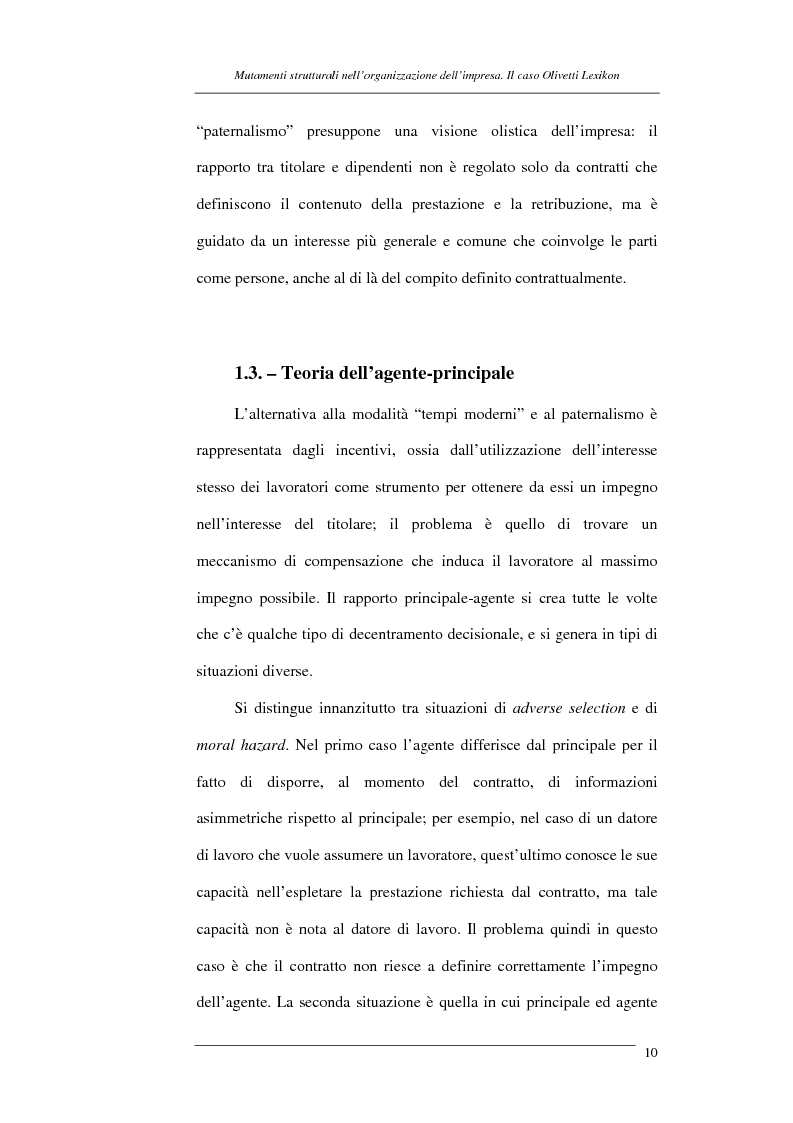 Anteprima della tesi: I mutamenti strutturali nell'organizzazione dell'impresa. Il caso Olivetti Lexikon, Pagina 10