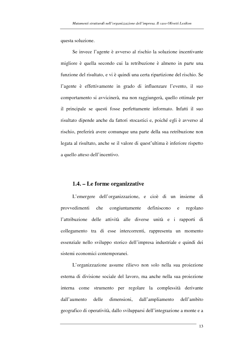 Anteprima della tesi: I mutamenti strutturali nell'organizzazione dell'impresa. Il caso Olivetti Lexikon, Pagina 13