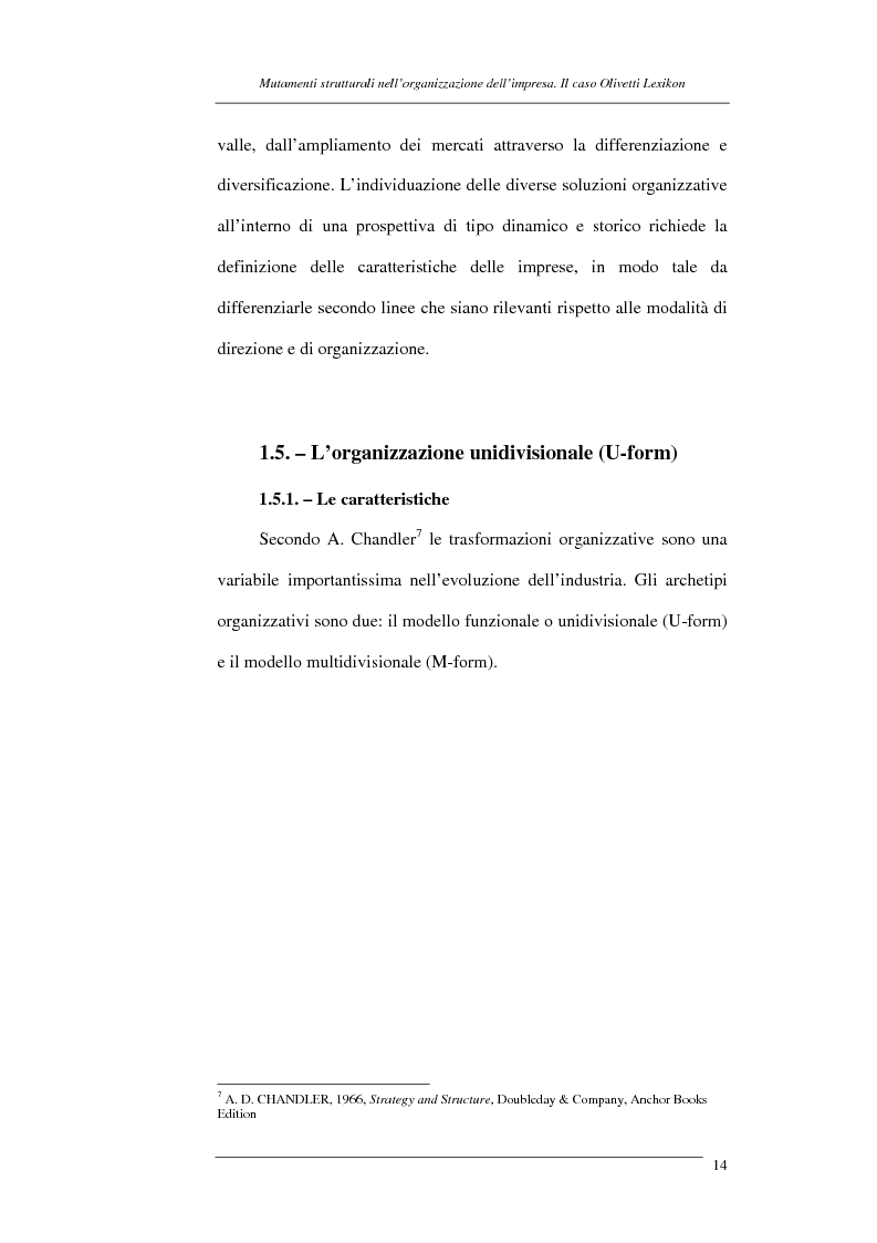 Anteprima della tesi: I mutamenti strutturali nell'organizzazione dell'impresa. Il caso Olivetti Lexikon, Pagina 14