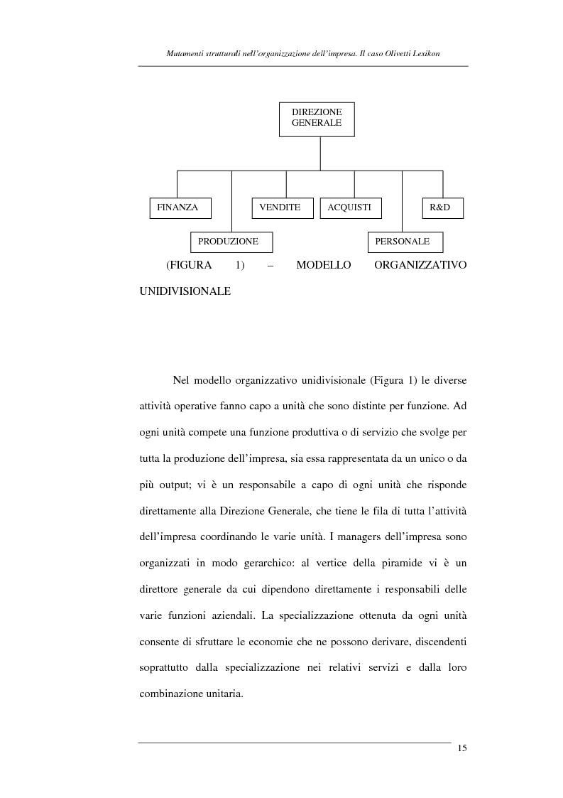 Anteprima della tesi: I mutamenti strutturali nell'organizzazione dell'impresa. Il caso Olivetti Lexikon, Pagina 15