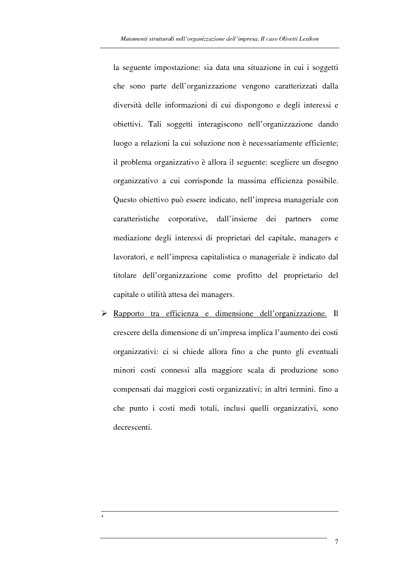 Anteprima della tesi: I mutamenti strutturali nell'organizzazione dell'impresa. Il caso Olivetti Lexikon, Pagina 7