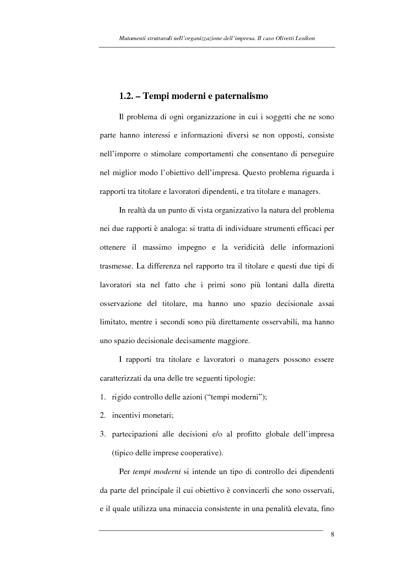 Anteprima della tesi: I mutamenti strutturali nell'organizzazione dell'impresa. Il caso Olivetti Lexikon, Pagina 8
