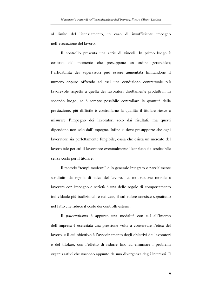 Anteprima della tesi: I mutamenti strutturali nell'organizzazione dell'impresa. Il caso Olivetti Lexikon, Pagina 9