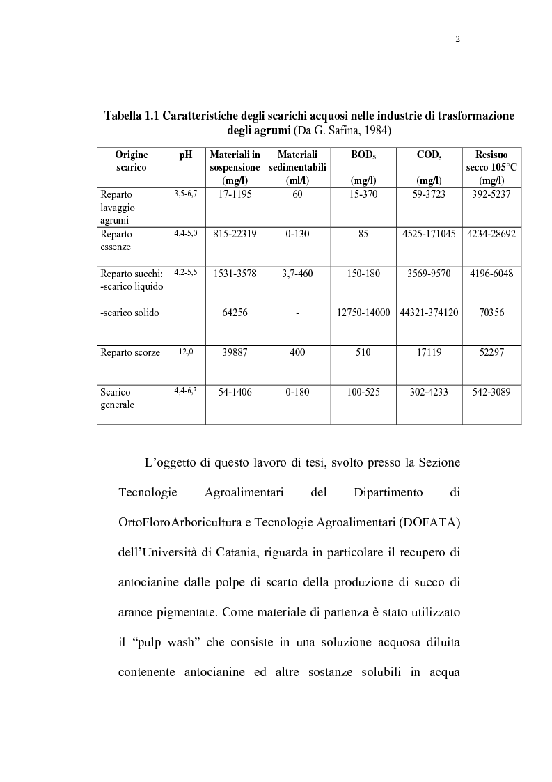 Anteprima della tesi: Recupero di antocianine da pulp wash di arance pigmentate mediante adsorbimento su resine, Pagina 2