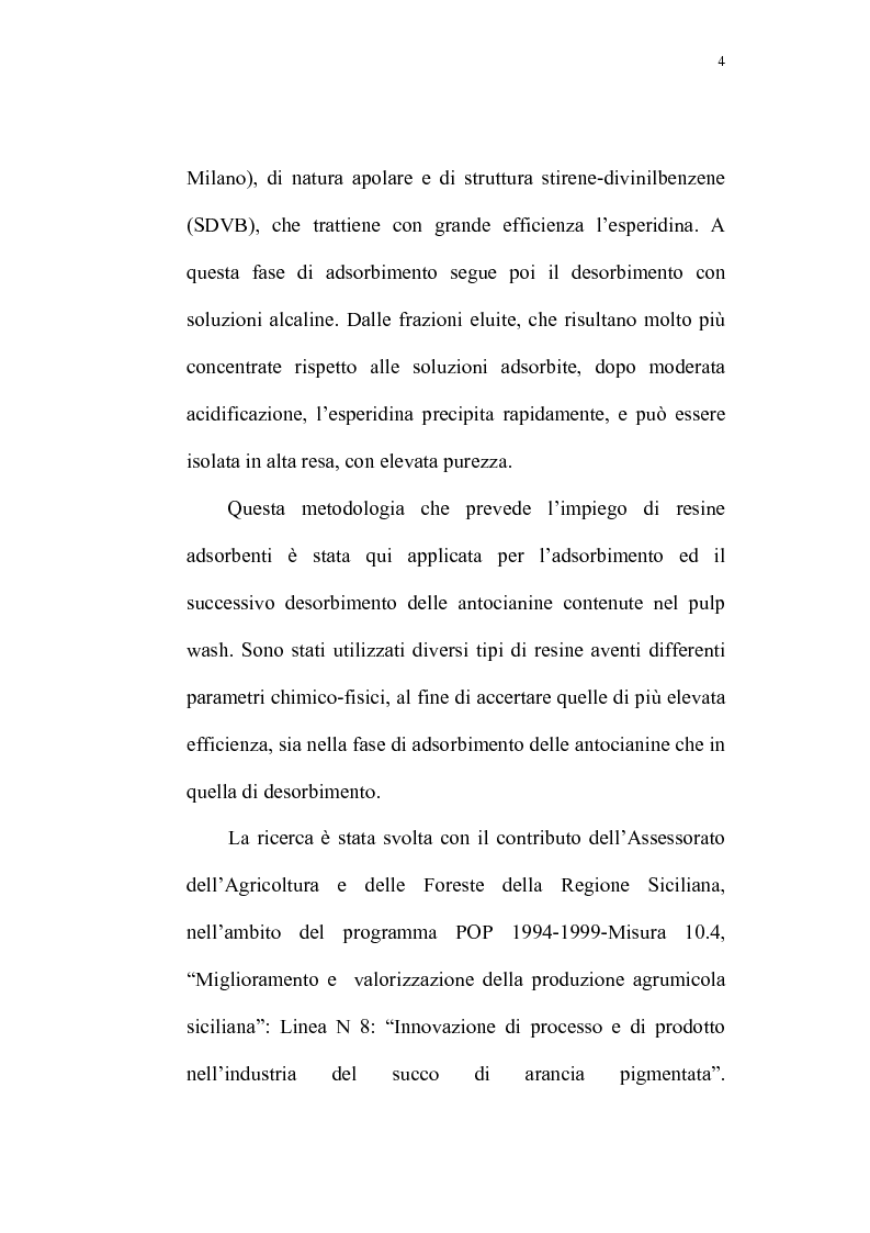Anteprima della tesi: Recupero di antocianine da pulp wash di arance pigmentate mediante adsorbimento su resine, Pagina 4